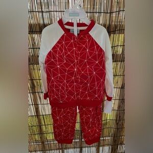 Weeplay Baby Toddler 2-Piece Red White Zip-Up Jacket & Pants Set | Size 24M